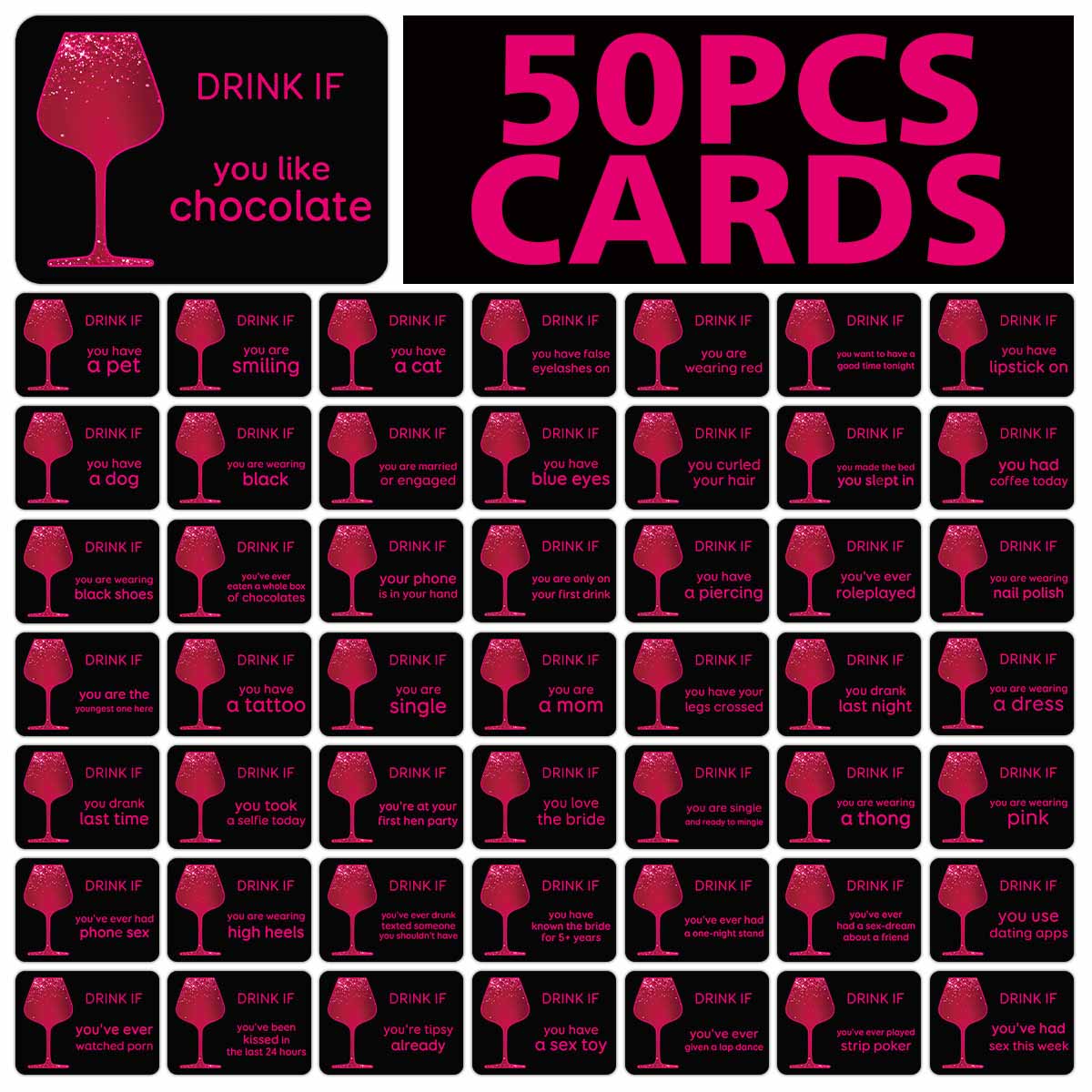 Party Games Bachelorette - 50 Cartões de Jogo para Festa